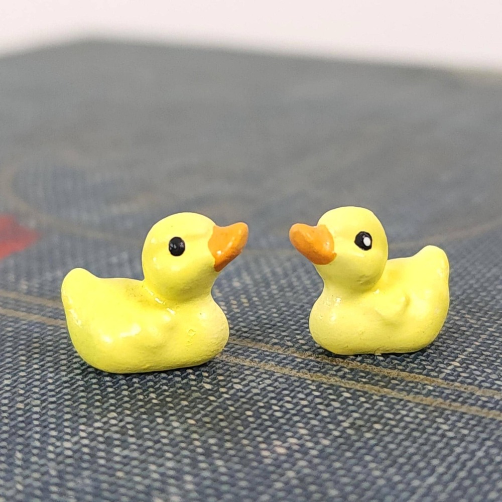 Vintage Miniature Duckling Figurines Trinket Shelf Decor Set of 2